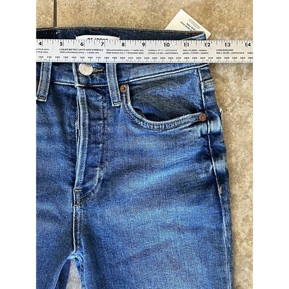 NWT RE/DONE ORIGINALS High Rise Ankle Crop Jean in Dusk Destroy Size 24 - Picture 12 of 16